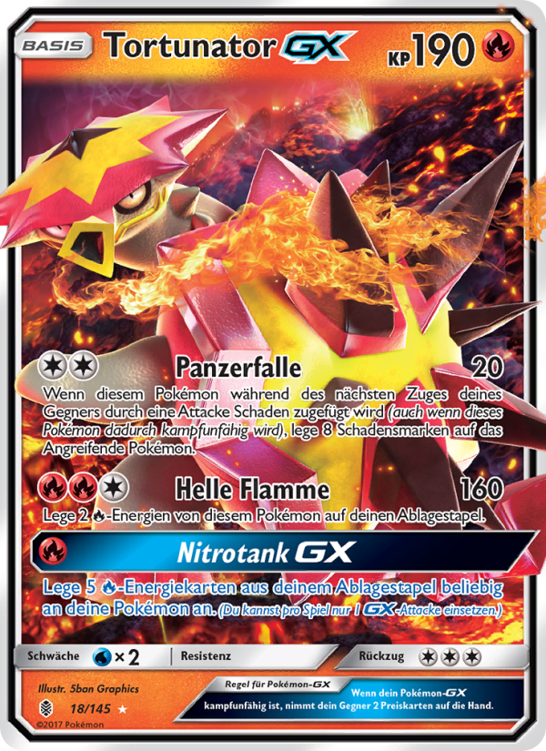 Tortunator GX 18 — Guardians Rising (German Pokémon TCG card)