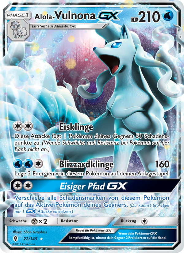 Alola Vulnona GX 22 — Guardians Rising (German Pokémon TCG card)