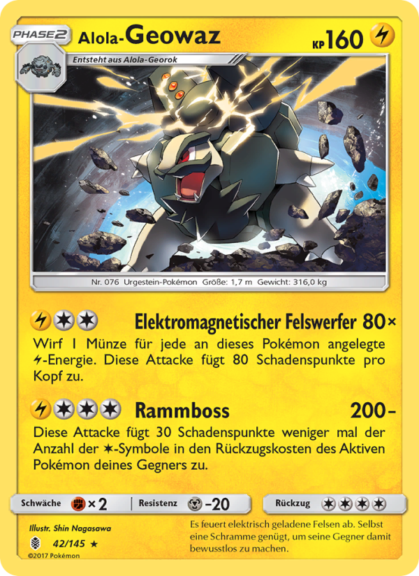 Alola-Geowaz 42 — Guardians Rising (German Pokémon TCG card)