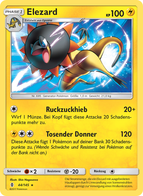 Elezard 44 — Guardians Rising (German Pokémon TCG card)