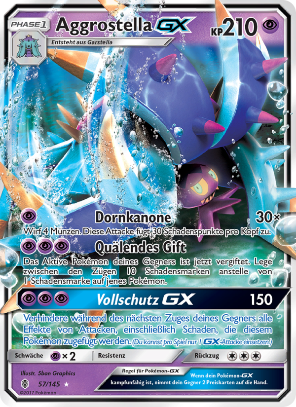 Aggrostella GX 57 — Guardians Rising (German Pokémon TCG card)