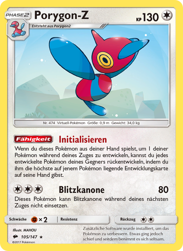 Porygon-Z 105 — Burning Shadows (German Pokémon TCG card)