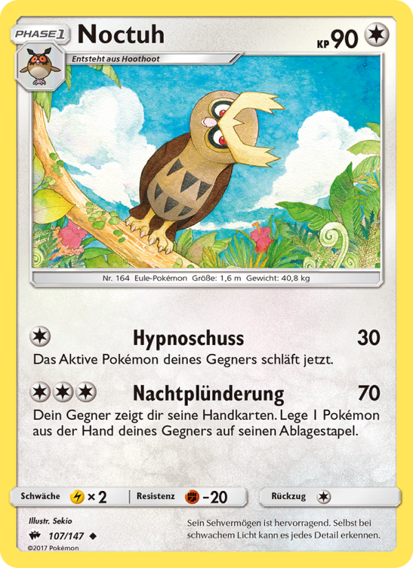 Noctuh 107 — Burning Shadows (German Pokémon TCG card)