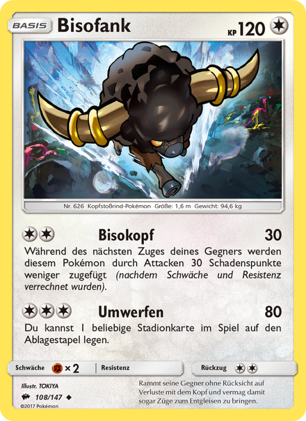 Bisofank 108 — Burning Shadows (German Pokémon TCG card)