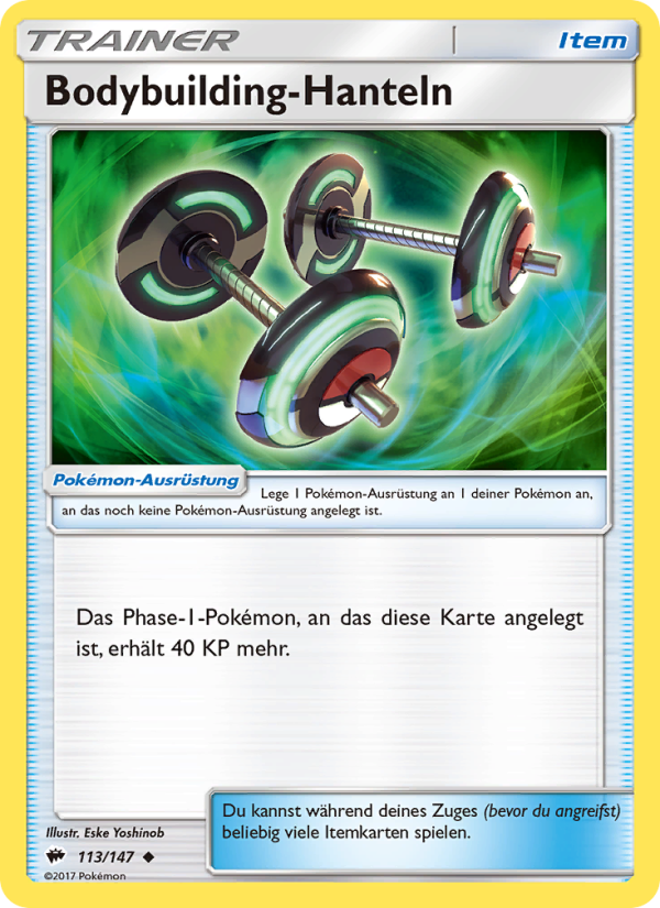 Bodybuilding-Hanteln 113 — Burning Shadows (German Pokémon TCG card)