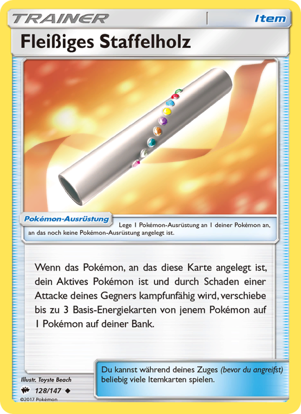 Fleißiges Staffelholz 128 — Burning Shadows (German Pokémon TCG card)