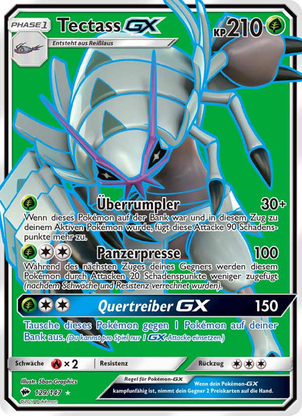 Tectass GX 129 — Burning Shadows (German Pokémon TCG card)