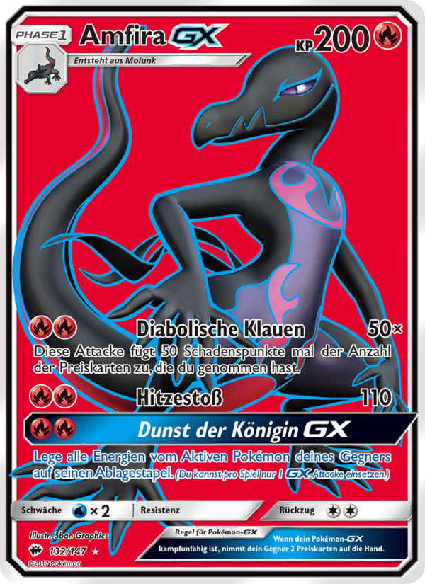 Amfira GX 132 — Burning Shadows (German Pokémon TCG card)