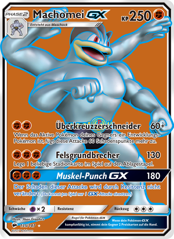 Machomei GX 135 — Burning Shadows (German Pokémon TCG card)