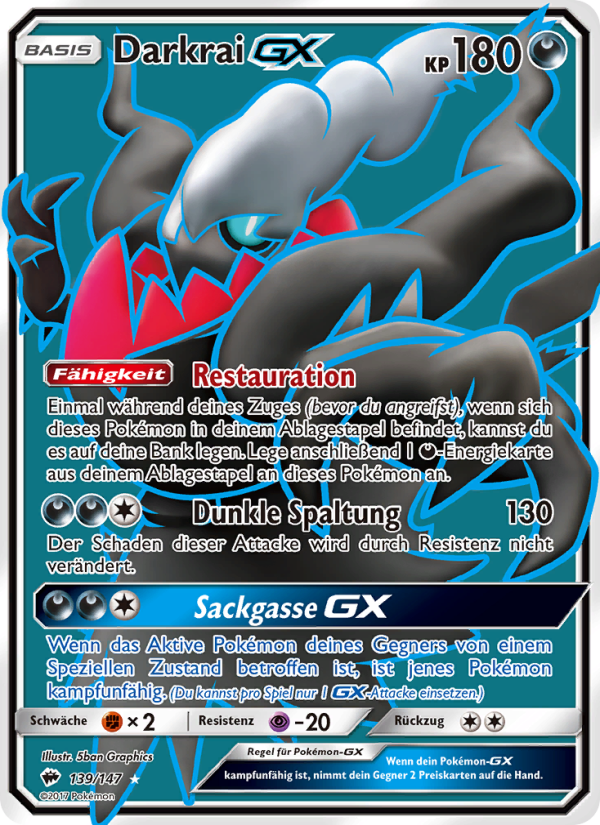 Darkrai GX 139 — Burning Shadows (German Pokémon TCG card)