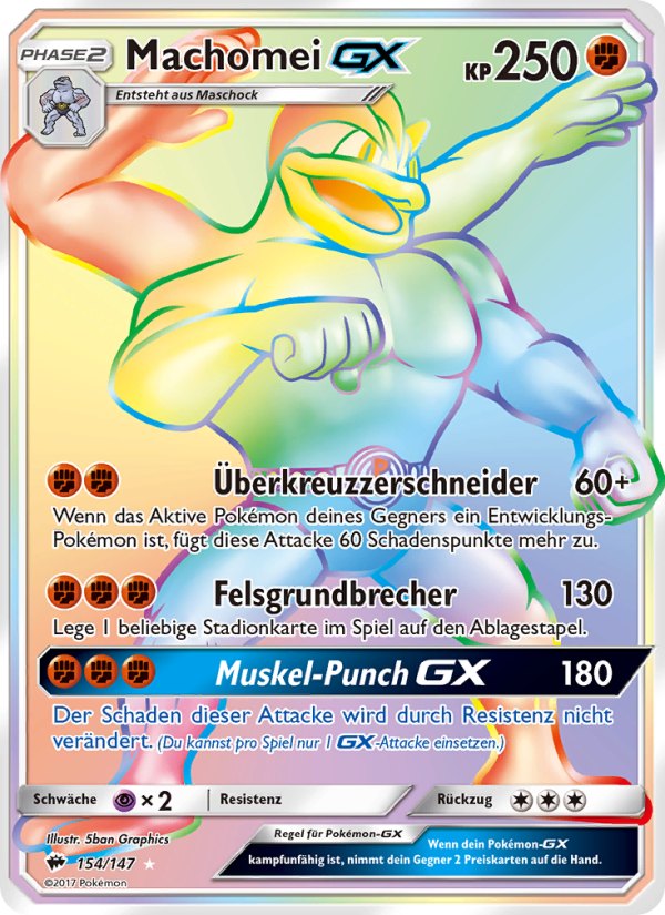 Machomei GX 154 — Burning Shadows (German Pokémon TCG card)