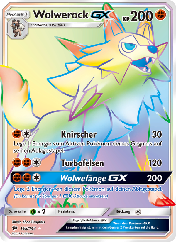 Wolwerock GX 155 — Burning Shadows (German Pokémon TCG card)