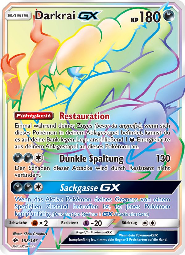 Darkrai GX 158 — Burning Shadows (German Pokémon TCG card)