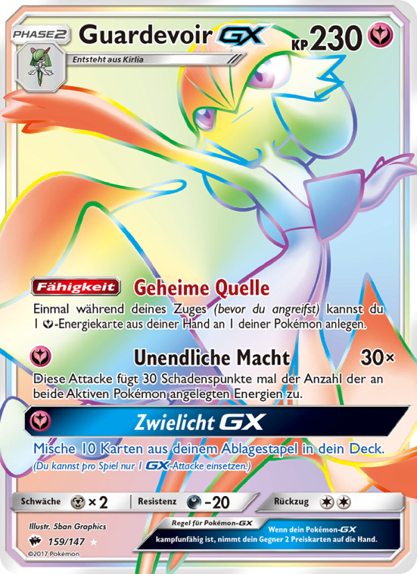 Guardevoir GX 159 — Burning Shadows (German Pokémon TCG card)