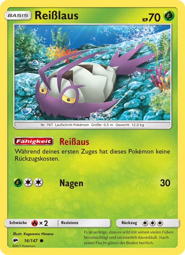 Reißlaus 16 — Burning Shadows (German Pokémon TCG card)