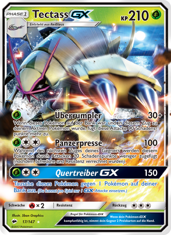 Tectass GX 17 — Burning Shadows (German Pokémon TCG card)