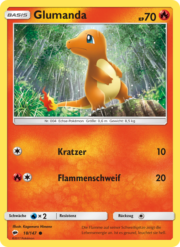 Glumanda 18 — Burning Shadows (German Pokémon TCG card)