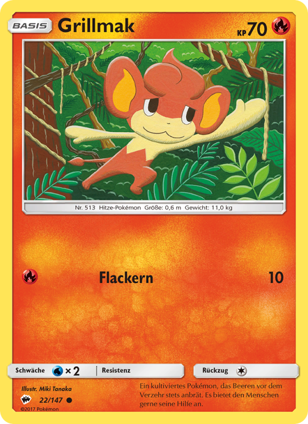 Grillmak 22 — Burning Shadows (German Pokémon TCG card)