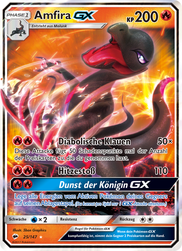 Amfira GX 25 — Burning Shadows (German Pokémon TCG card)