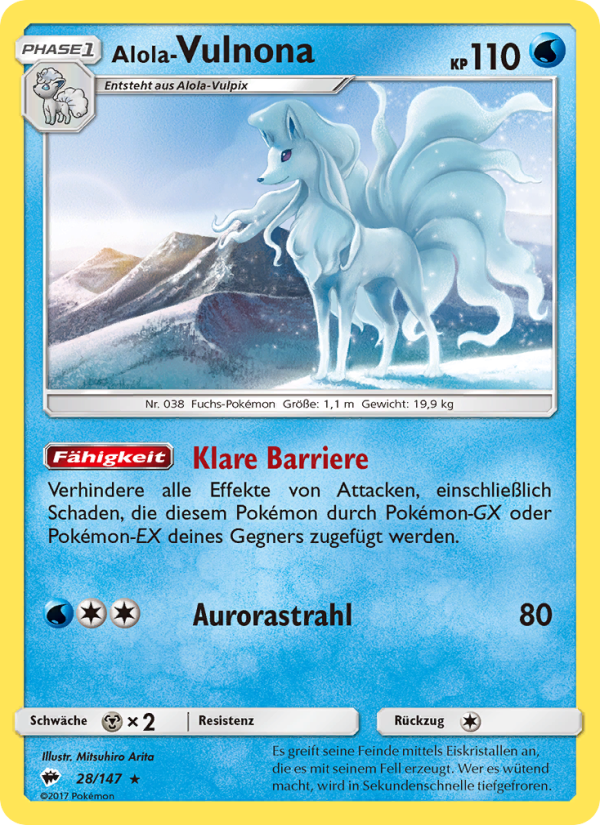 Alola Vulnona 28 — Burning Shadows (German Pokémon TCG card)
