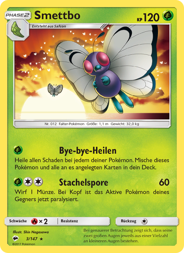 Smettbo 3 — Burning Shadows (German Pokémon TCG card)