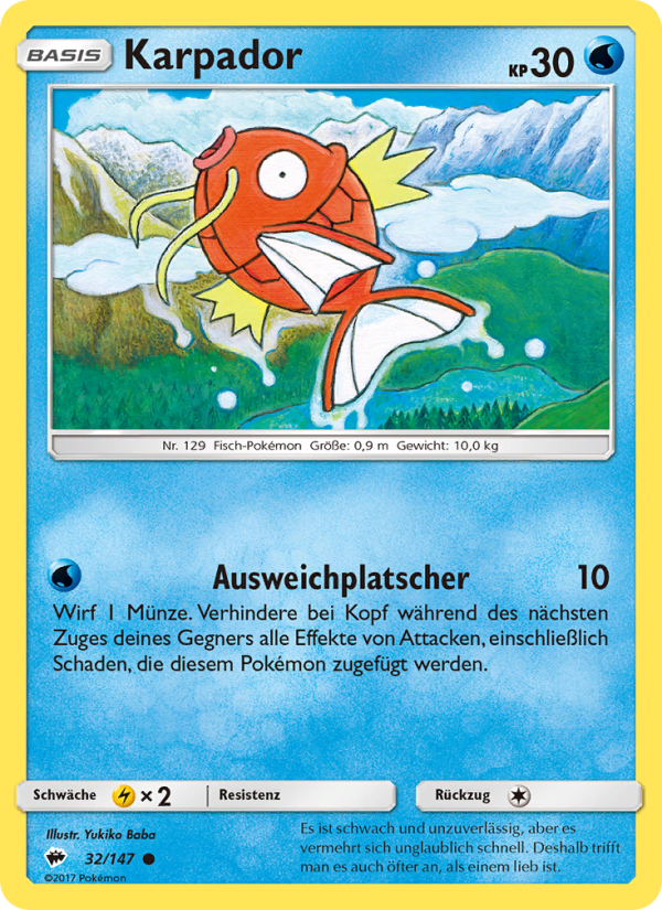 Karpador 32 — Burning Shadows (German Pokémon TCG card)