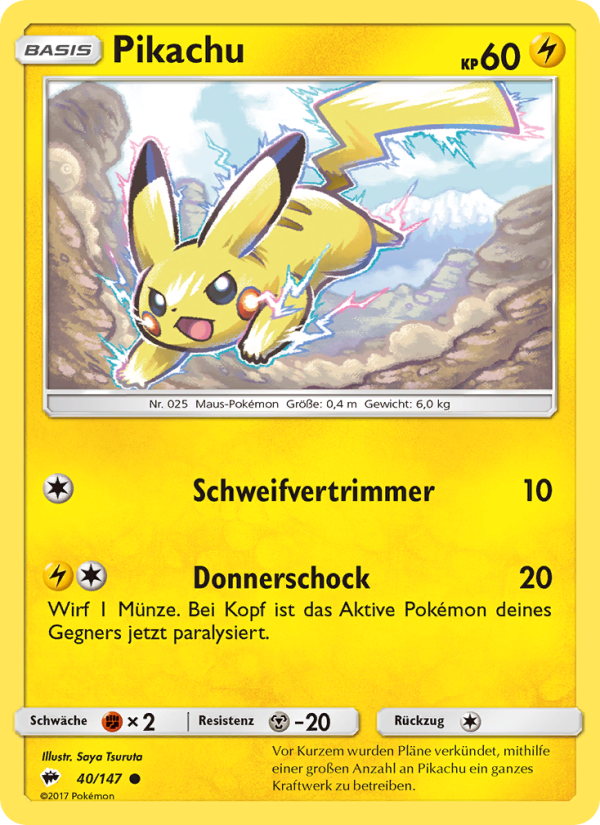 Pikachu 40 — Burning Shadows (German Pokémon TCG card)