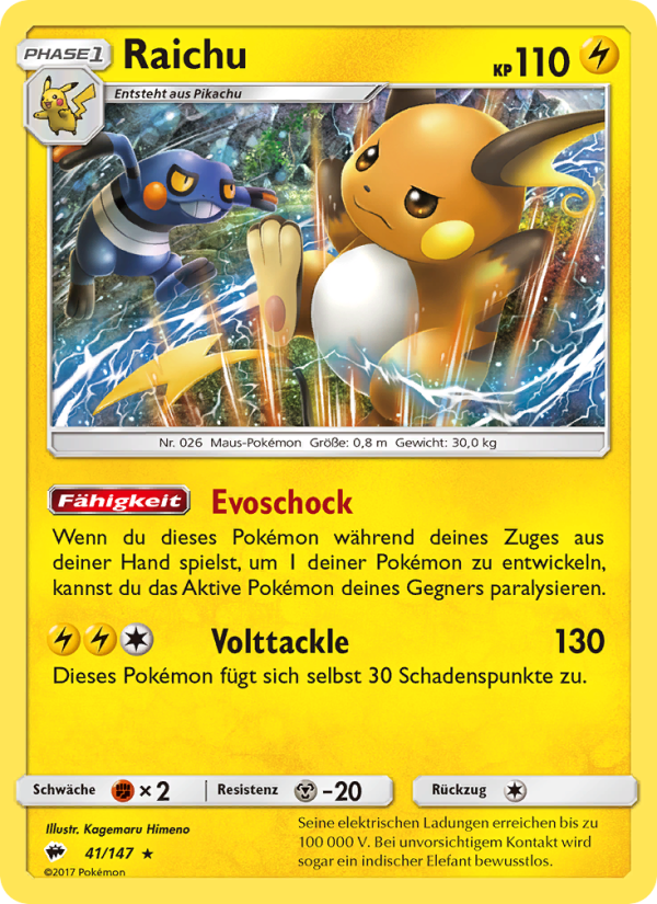 Raichu 41 — Burning Shadows (German Pokémon TCG card)