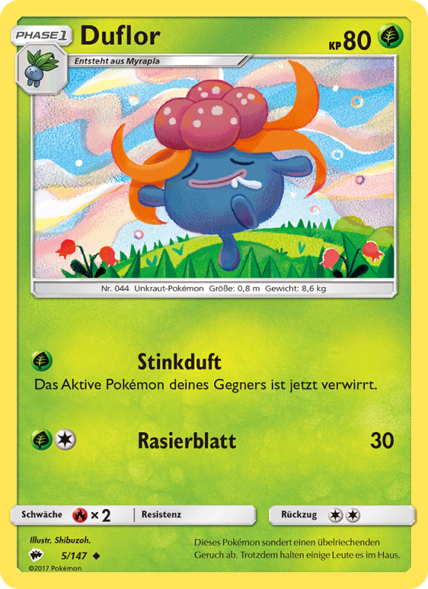 Duflor 5 — Burning Shadows (German Pokémon TCG card)