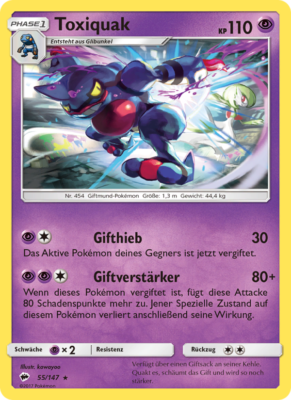 Toxiquak 55 — Burning Shadows (German Pokémon TCG card)
