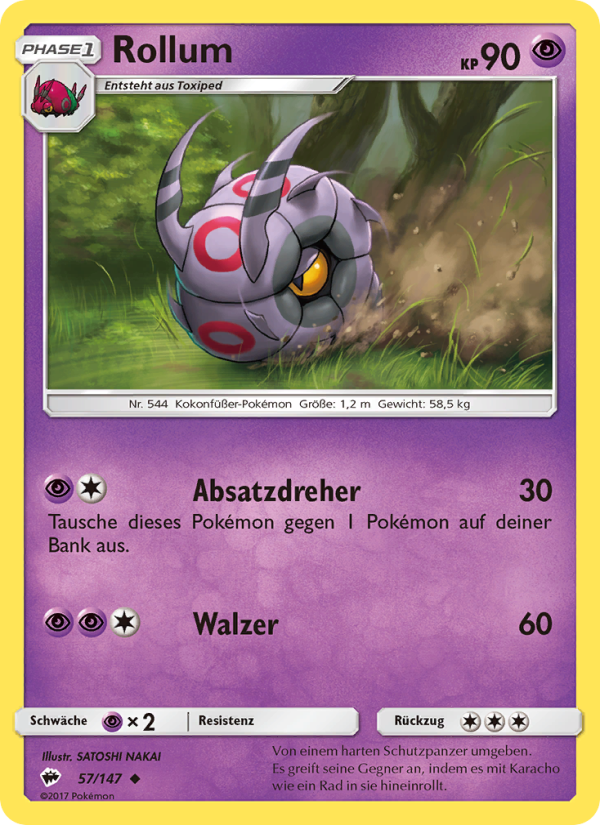 Rollum 57 — Burning Shadows (German Pokémon TCG card)