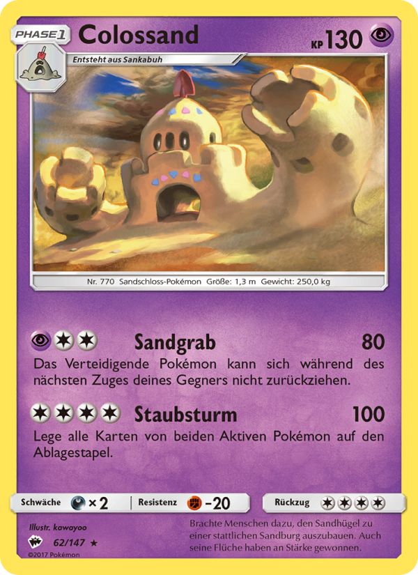 Colossand 62 — Burning Shadows (German Pokémon TCG card)