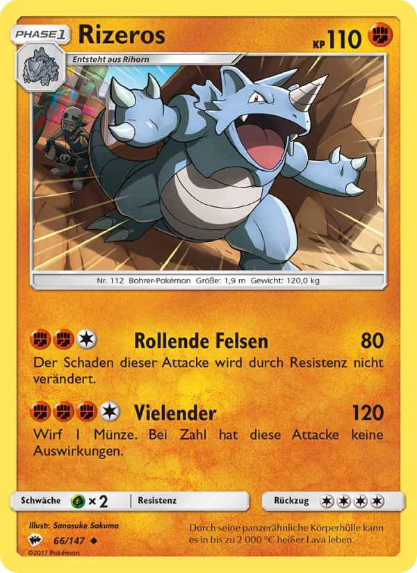 Rizeros 66 — Burning Shadows (German Pokémon TCG card)