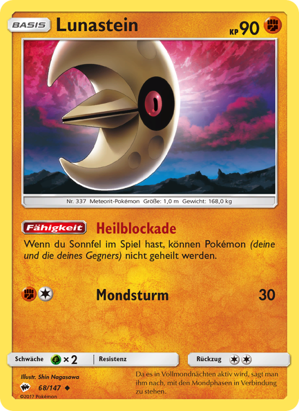 Lunastein 68 — Burning Shadows (German Pokémon TCG card)