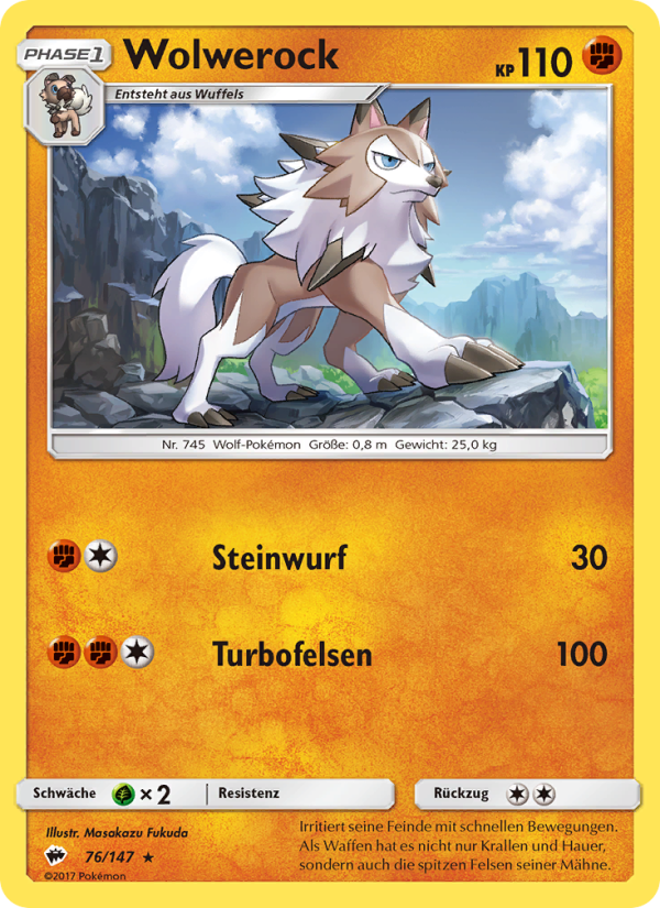 Wolwerock 76 — Burning Shadows (German Pokémon TCG card)