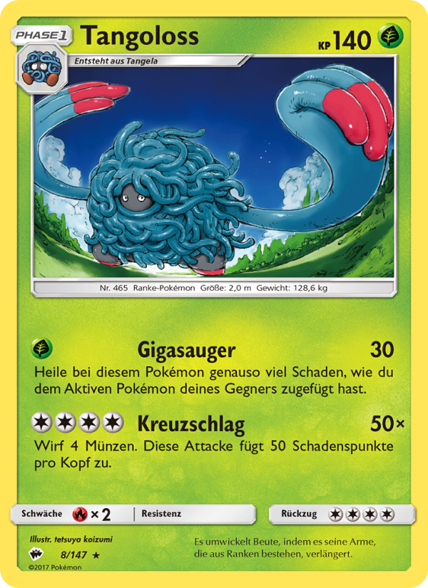 Tangoloss 8 — Burning Shadows (German Pokémon TCG card)
