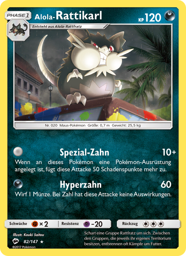 Alola-Rattikarl 82 — Burning Shadows (German Pokémon TCG card)