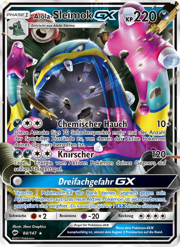 Alola-Sleimok GX 84 — Burning Shadows (German Pokémon TCG card)