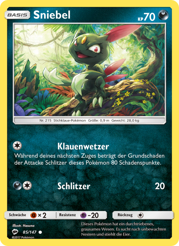 Sniebel 85 — Burning Shadows (German Pokémon TCG card)