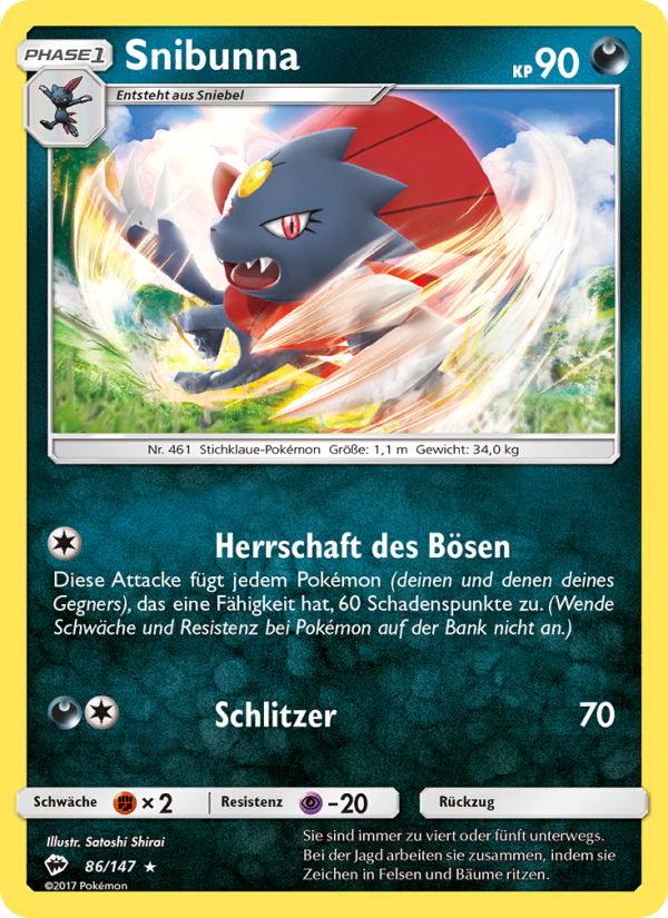 Snibunna 86 — Burning Shadows (German Pokémon TCG card)