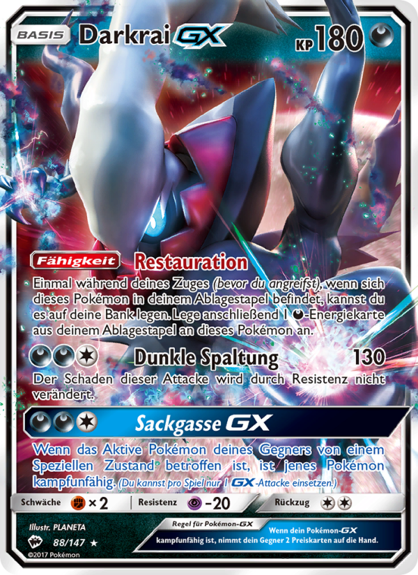 Darkrai GX 88 — Burning Shadows (German Pokémon TCG card)