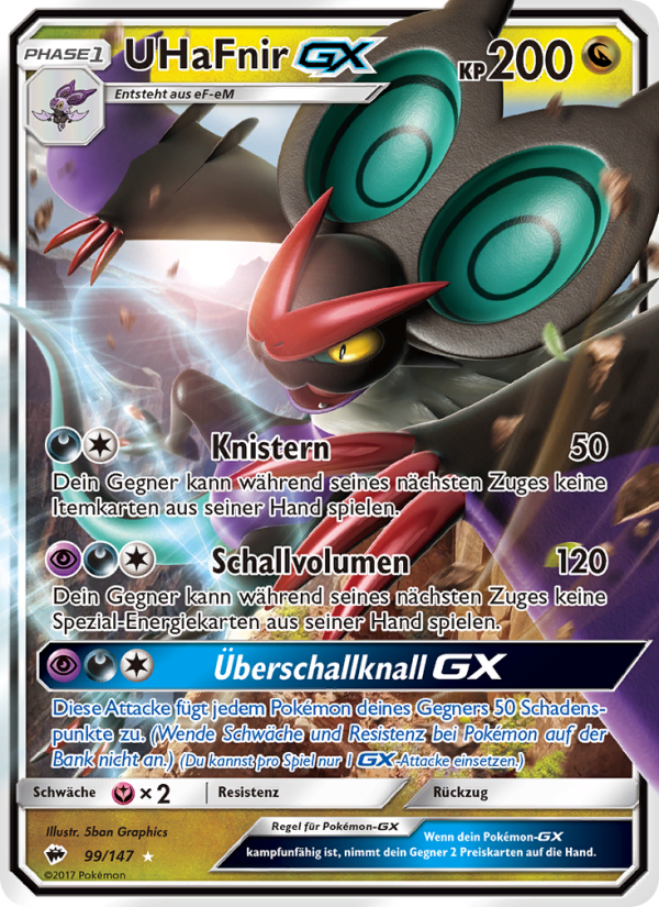 UHaFnir GX 99 — Burning Shadows (German Pokémon TCG card)