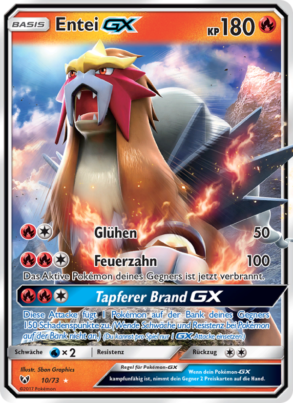 Entei GX 10 — Schimmernde Legenden (German Pokémon TCG card)