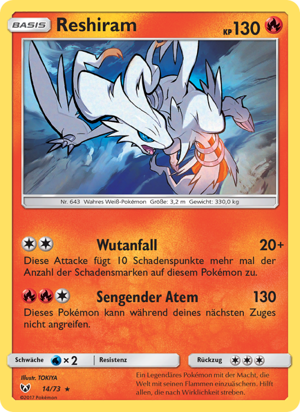 Reshiram 14 — Schimmernde Legenden (German Pokémon TCG card)