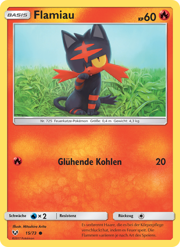 Flamiau 15 — Schimmernde Legenden (German Pokémon TCG card)