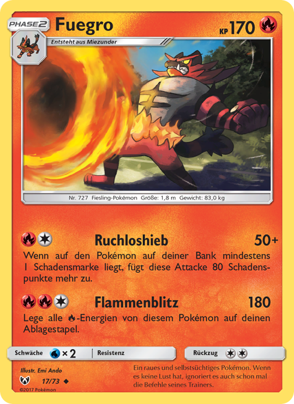 Fuegro 17 — Schimmernde Legenden (German Pokémon TCG card)
