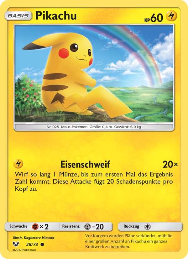 Pikachu 28 — Schimmernde Legenden (German Pokémon TCG card)