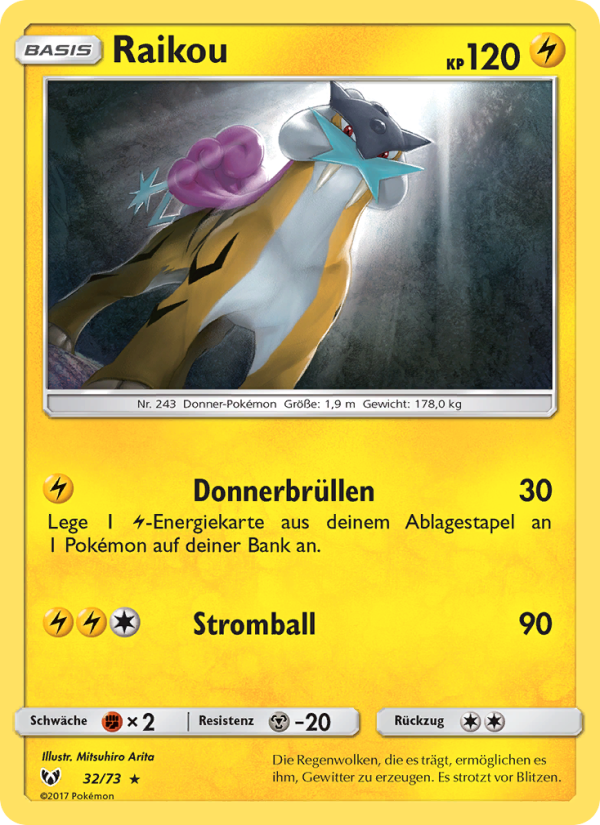 Raikou 32 — Schimmernde Legenden (German Pokémon TCG card)