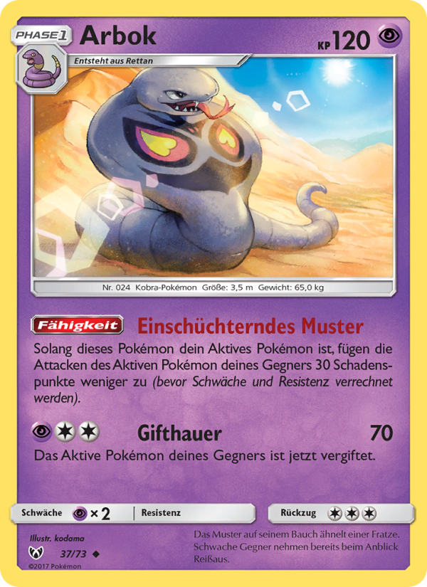 Arbok 37 — Schimmernde Legenden (German Pokémon TCG card)
