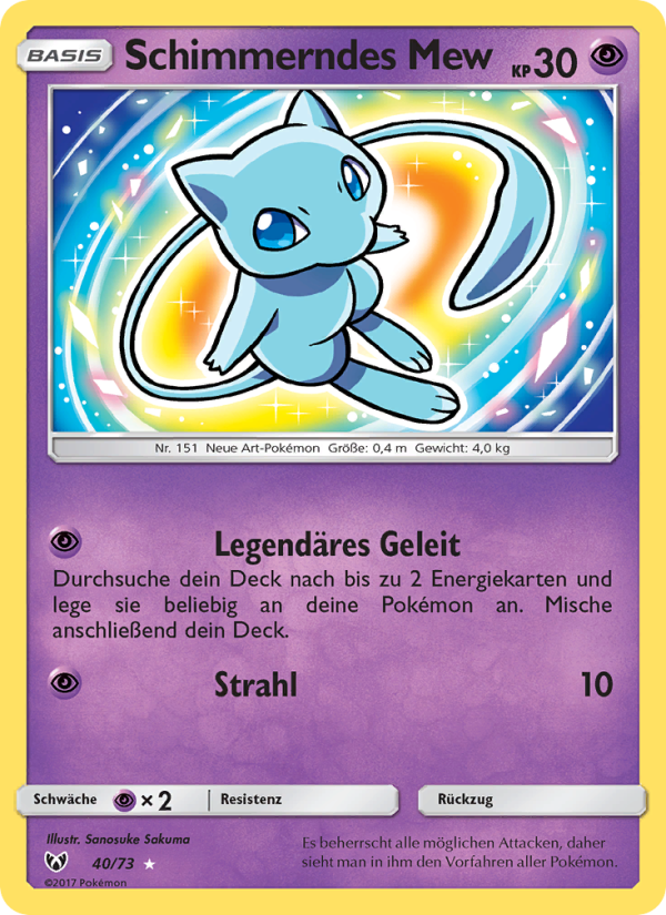 Schimmerndes Mew 40 — Schimmernde Legenden (German Pokémon TCG card)